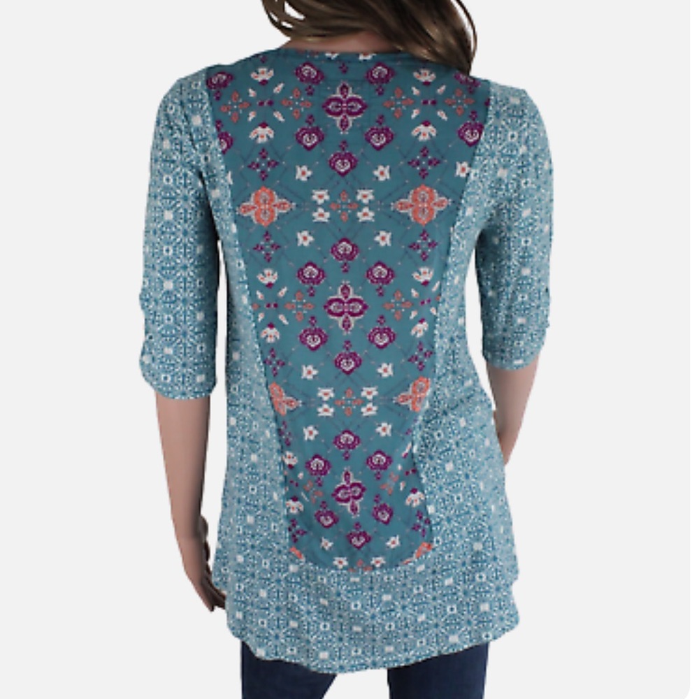 Anthropologie Akemi + Kin Floral Halifax Sleeve High Low Blouse - Picture 2 of 9